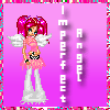 Pixelated angel avatar with pink hair and wings stands against pink background, text reads "Imperfect Angel" vertically.