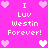 Pixel art icon with pink background displaying 'I Luv Westin Forever!' text and heart symbols in white/pink.