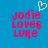 Blue background with pink pixelated text reading "jodie loves luke" and a white heart symbol above the left side of the text.