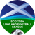 Circular pixelated icon with blue and white saltire cross on top half, green lower half containing partially legible text.
