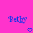 Blue pixelated text 'Betty' appears twice on a bright pink background with two blue heart symbols below.