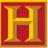 A pixelated icon with a large golden 'H' on red background bordered by yellow, next to yellow text reading 'history channel nerd' on red.