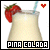 Pixelated image of a milkshake with strawberry garnish and blue straw, featuring 'PINA COLADA' text at bottom and red heart symbol in top right corner.