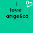 Pixelated teal background with black text reading 'i love angelica' and a white heart symbol above the word 'love'.