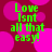 Green text on a pink and maroon background with repeating circular patterns. The phrase 'Love Isn't all that easy!' appears in four identical quadrants.