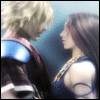 Animated sequence of character close-ups with changing text overlays, showing a blonde male and female characters in pixelated style.