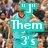 A pixelated image of a basketball player in a teal jersey with the number 3, holding an orange basketball, overlaid with cyan text reading "'J Them 3's".