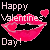 Pixelated graphic with pink lips, a heart, and 'Happy Valentine's Day!' text on black background.