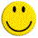 Yellow and brown circular icons with various facial expressions including smiles, frowns, open mouths, and closed eyes arranged in a