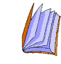 Animated sequence of an open book with orange cover and light blue pages, showing page-turning motion and a pencil with red bookmark.