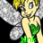 Pixelated cartoon fairy with blonde hair, blue eyes, and silver wings holding a green heart, with green text below.