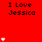 Red background with repeated 'I Love Jessica' text and white heart symbols in various quantities across the frame.