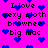 Pixelated text and blue hearts on a bright pink background with no visible motion.