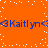 Animated orange background with white pixelated dots and blue text reading "<3 Kaitlyn<3" repeating horizontally.