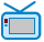 Two pixelated blue television icons with antennas, one featuring a red square and small blue rectangle on the left side while the other shows two stacked blue squares.