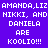 Pixelated text on purple background with pink highlights, repeating names and 'KOOLIO!!!' in a pattern