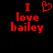 Red pixelated text on black background reads "I love bailey" with a heart symbol replacing the word "love" in the first frame.