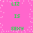 Pixelated green text on pink background with white dots, repeating 'LIZ IS SEXY LIZ' in two vertical
