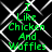 Green text reading "I Like Chicken And Waffles" on a black background with white chain-link fence pattern, displayed in a of four identical