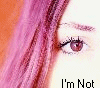 A four- shows a person with pink hair and brown eyes, transitioning from open-eyed text to closed-eye text