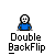 Pixelated blue-shirted figure with white head in multiple poses and speech bubbles, labeled 'Double BackFlip' below each.