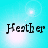 A four- of pixelated text 'Heather' on a cyan background with varying light effects
