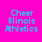 Four variations of a pixelated text graphic displaying 'Cheer Illinois Athletics' with green background bars shifting across different lines on a bright pink backdrop.