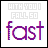 25 identical showing a purple 'fast' text with glitched top text variations on white background