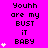 Pixelated text and heart symbols on a bright pink background with a gray rectangle in the bottom-right corner.