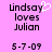 Pixelated text on pink background with white heart symbol above 'Lindsay' in left , identical static right
