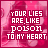 Pixelated text reads 'YOUR LIES ARE LIKE POISON TO MY HEART' over a pink and red gradient background with blurred floral shapes.