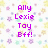 Pixelated text reads 'Ally Lexie Toy Eff!' in bright magenta over a white background with pastel floral patterns.