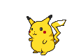 Yellow cartoon mouse-like creature with red cheek circles, black-tipped ears, and lightning-shaped tail in multiple poses including standing, lying down, and side views.