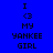 Blue background with black pixelated text reading "I <3 MY YANKEE GIRL" in four vertical lines, displayed across two animated states.