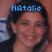 Pixelated image of a person with dark hair and light skin, blue text reading 'Natalie' overlaid at the top.