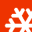 White snowflake icons on a solid red background, arranged in a pattern with four distinct snowflake designs