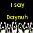 Yellow pixelated text 'I say' and 'Daynuh' on black background with grayscale crowd below, static image.