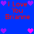 Blue background with red text reading 'I Love You Brianne' surrounded by purple and pink pixelated hearts in two mirrored arrangements.