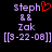Pixelated text and symbols on black background with one red heart symbol replacing the 'y' in 'steph'.