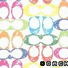 A static pattern of repeating colorful interlocking oval shapes with the word 'COACH' in black pixelated text below each