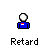 Pixelated blue figure with white head and red chest emblem, shown in multiple poses including standing, sitting at desk, waving, and interacting with objects.