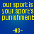 Blue background with yellow pixelated text reading 'our sport is your sport's punishment' and '-HG-' in two identical