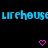Blue pixelated text repeats horizontally on black background with two pink heart icons below.