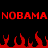 Red pixelated text 'NOBAMA NOBAMA' on black background with red flame shapes below.