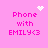 Pixelated pink background with four identical text blocks reading 'Phone with EMILY<3' and varying white pixel symbols above each block.
