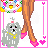 A 4x3 contact sheet of pixel art frames showing a cartoon girl in pink with heart borders, featuring text phrases like "i'm just your princess!" and "classic" across different animation states.