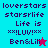 Pixelated text and star icons on cyan, purple, and magenta backgrounds with a cyan star changing to pink in the bottom-right corner.