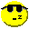 Yellow circular face with black sunglasses, closed mouth, and 'Z' symbols indicating sleep; three variations show different Z placements across frames.