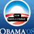 A four- shows a circular blue-and-white logo with red stripes, partial text 'OBAMA', and two photographic portraits of a man in formal attire