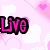 Pixelated text 'Live' in pink with black outline on light pink background with white and pink hearts.